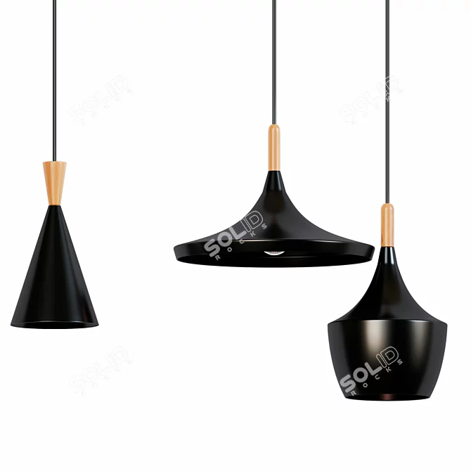 Europa Modern Post Light - Black White Metal 3D model image 1