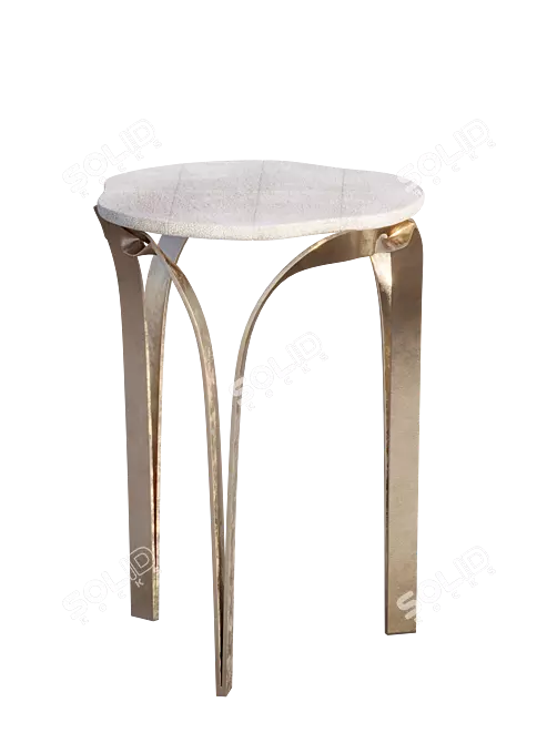 Elegant Cream Shagreen Side Table 3D model image 1