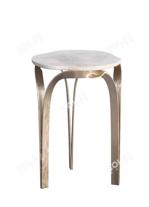 Elegant Cream Shagreen Side Table 3D model image 2