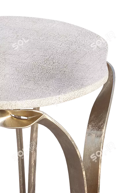 Elegant Cream Shagreen Side Table 3D model image 3