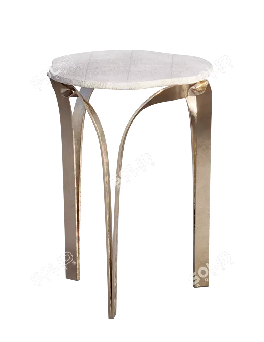 Elegant Cream Shagreen Side Table 3D model image 4