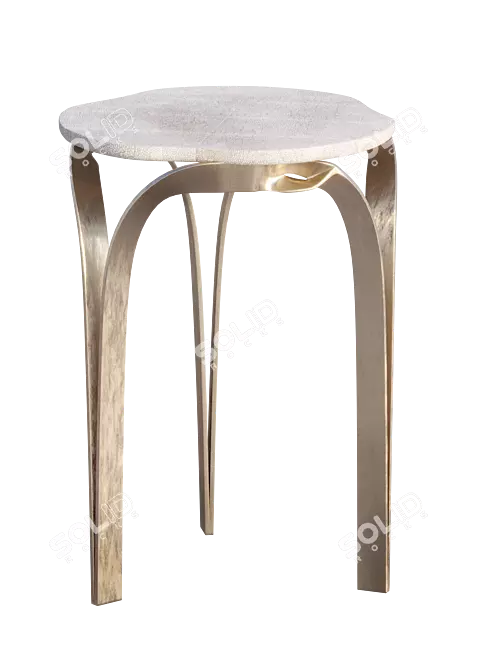 Elegant Cream Shagreen Side Table 3D model image 5