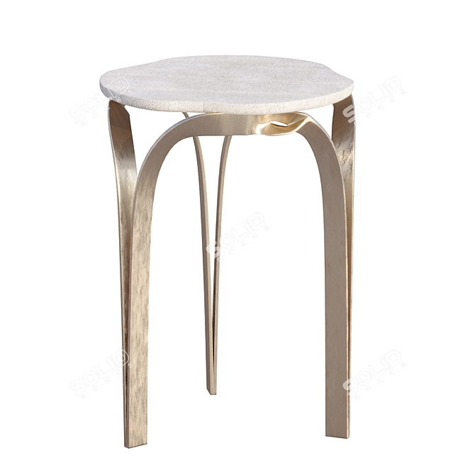Elegant Cream Shagreen Side Table 3D model image 8