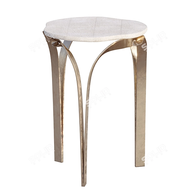 Elegant Cream Shagreen Side Table 3D model image 9