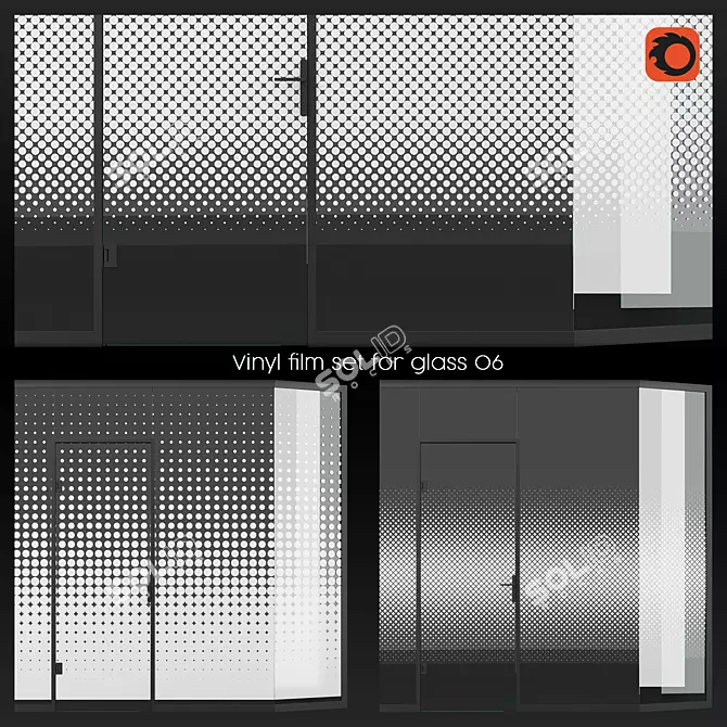 Vinyl Glass Film Set: Office Partition Design 3D model image 1