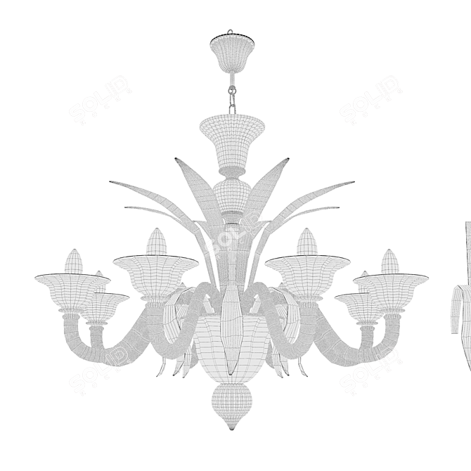 Venetian Lance Chandelier: Murano Glass, Exclusive Design 3D model image 2