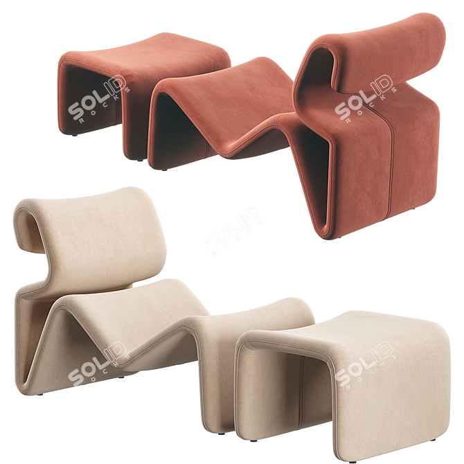 Sand Beige Etcetera Lounge Chair: Stylish Seating Solution 3D model image 1