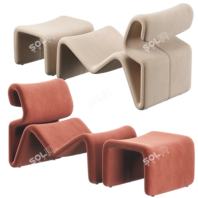 Sand Beige Etcetera Lounge Chair: Stylish Seating Solution 3D model image 2