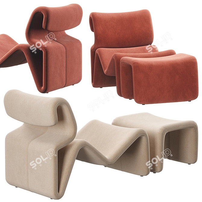 Sand Beige Etcetera Lounge Chair: Stylish Seating Solution 3D model image 3