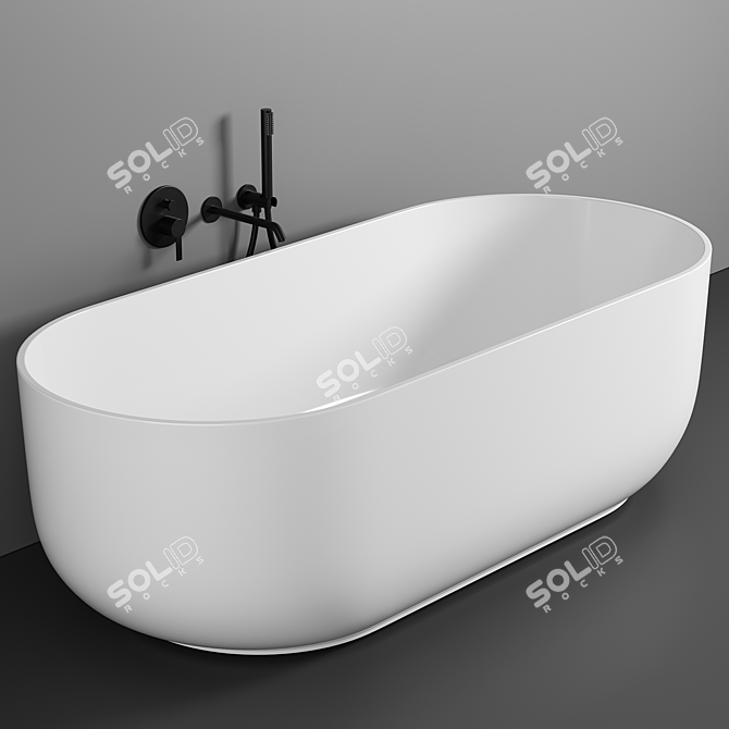 Elegant 1780mm Stone Bath 3D model image 2