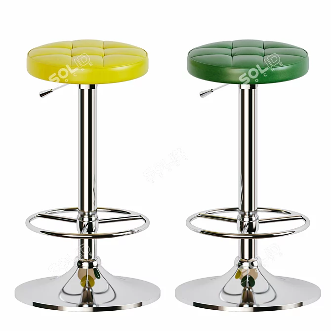 Modern Chrome Yellow Bar Stool 3D model image 2