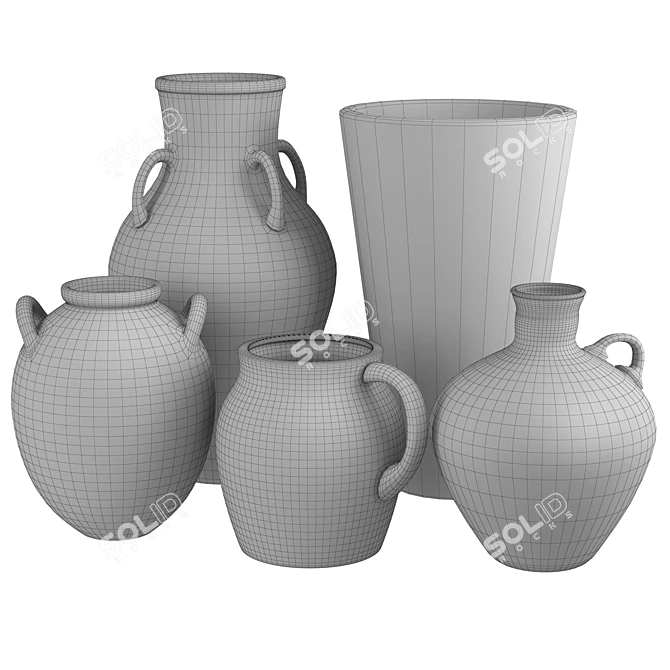 Elegant Vases Set of 5 3D model image 6