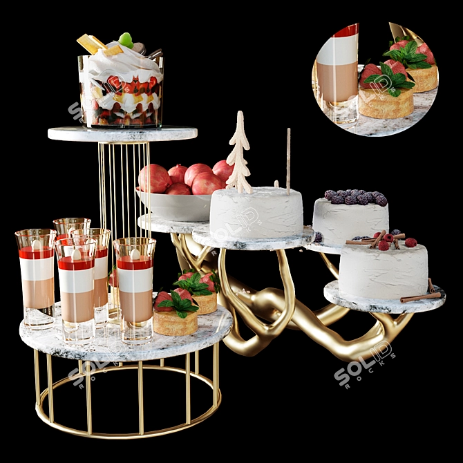 Sweet Delights Dessert Set 3D model image 1