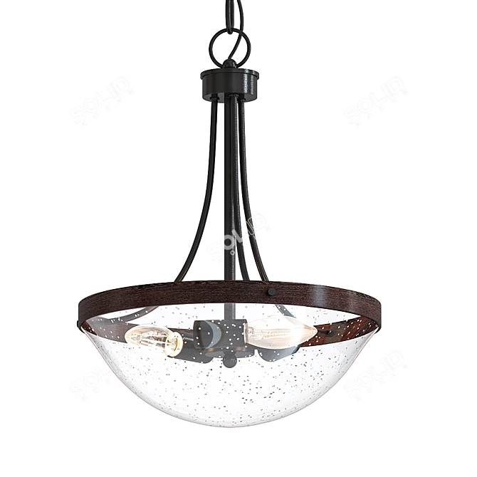 Rustic Farmhouse 3-Light Seeded Glass Chandelier 3D model image 1