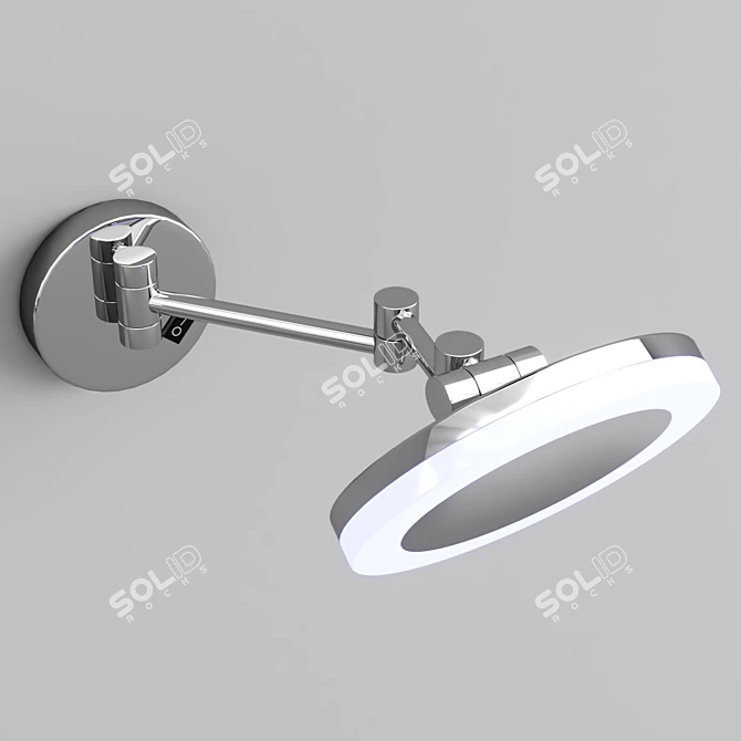 GURUN LED Makeup Mirror: Wall Mount, Extendable Arm, Chrome Finish 3D model image 3