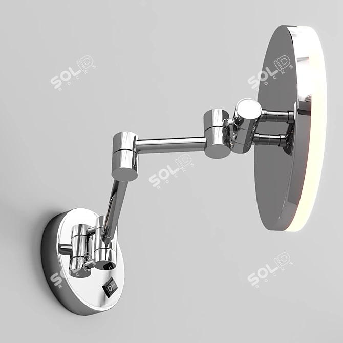 GURUN LED Makeup Mirror: Wall Mount, Extendable Arm, Chrome Finish 3D model image 4