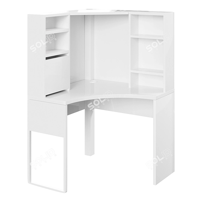 Corner Desk MICKE: White, 100x142 cm 3D model image 1