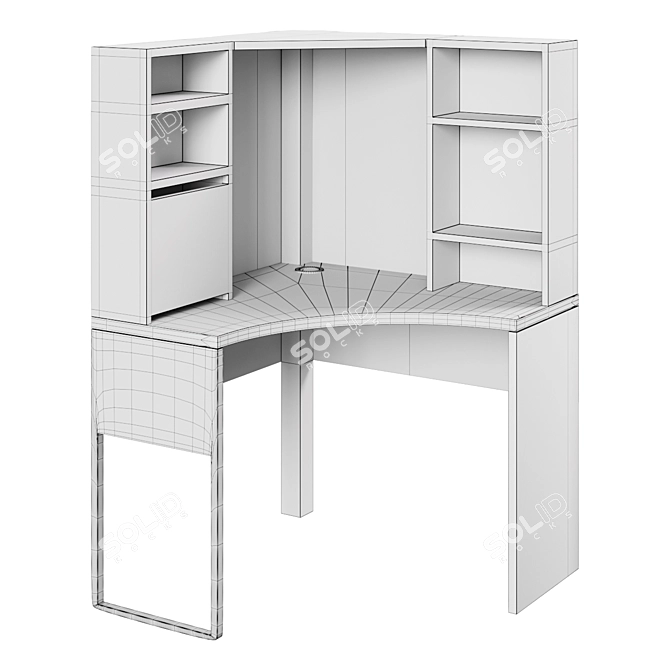 Corner Desk MICKE: White, 100x142 cm 3D model image 2