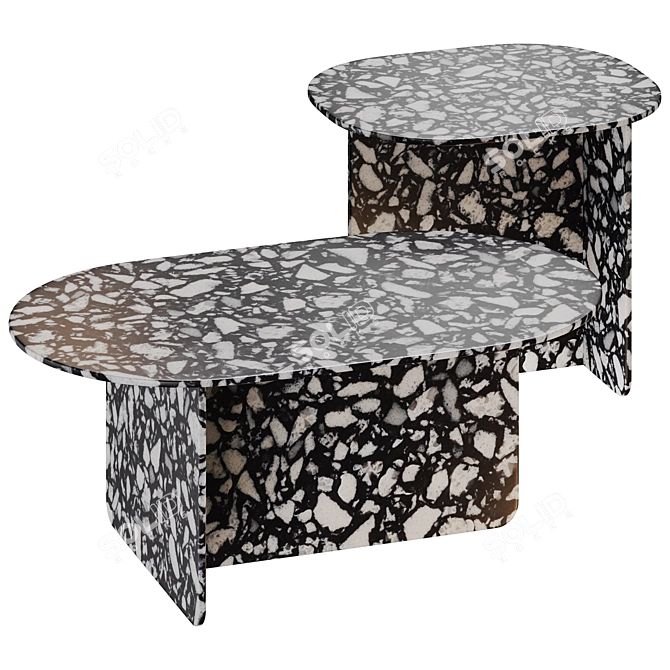 Trimbelle Marble Table Set 3D model image 1