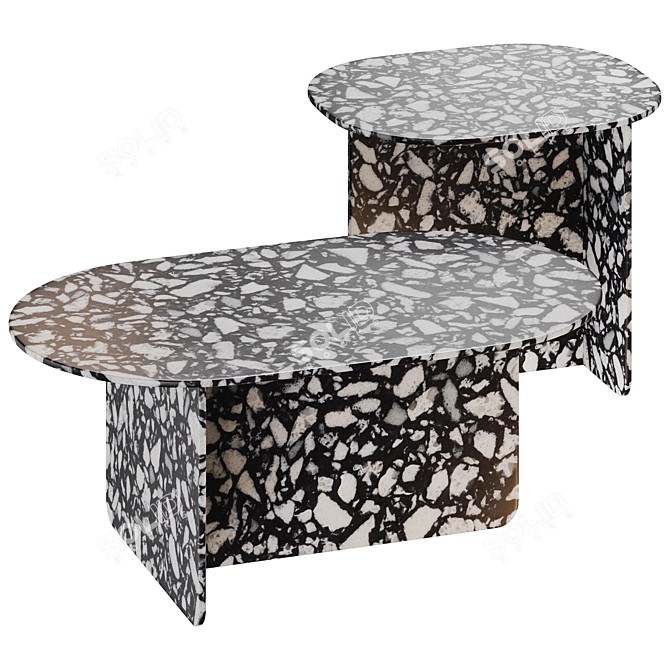 Trimbelle Marble Table Set 3D model image 8