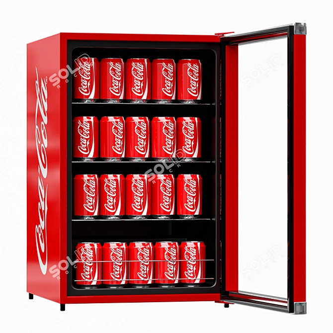 Cool Cola Mini Cooler - Retro Beverage Fridge 3D model image 2