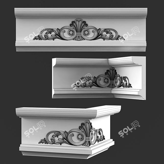 Elegant Cornice Molding 3D model image 4