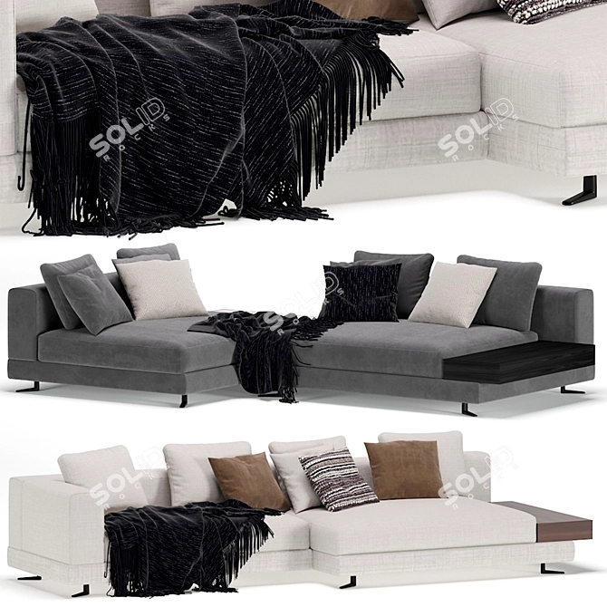 Modern Minotti 03 White Sofa 3D model image 1