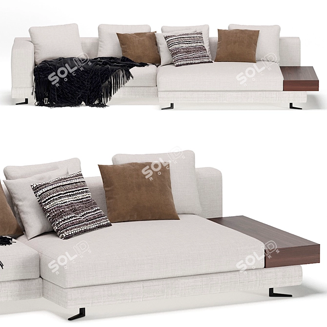 Modern Minotti 03 White Sofa 3D model image 3