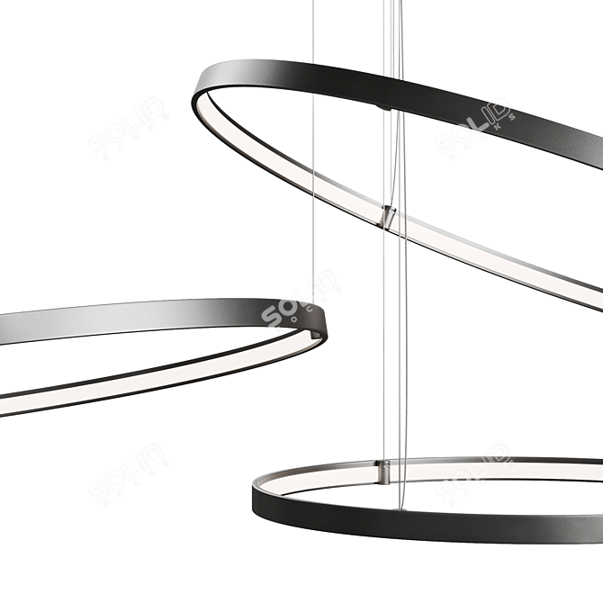 Sleek Circles Pendant Light 3D model image 2