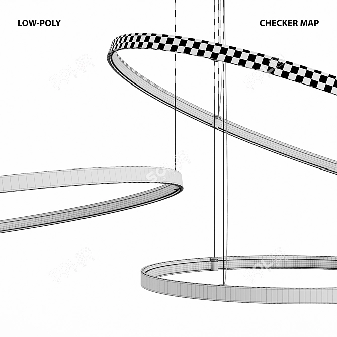 Sleek Circles Pendant Light 3D model image 6