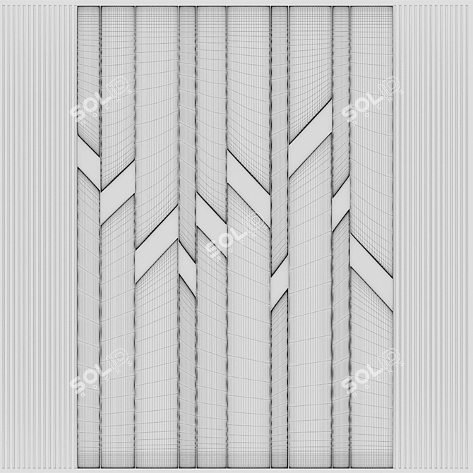 Green Panel Mirrored MDF Headboard 3D model image 4