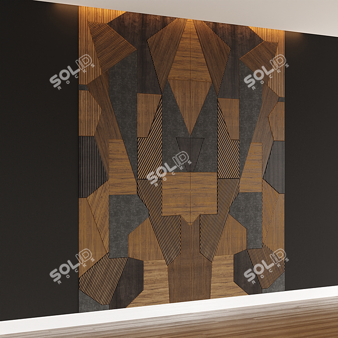 Modern Gray Panel MDF Headboard 3D model image 2