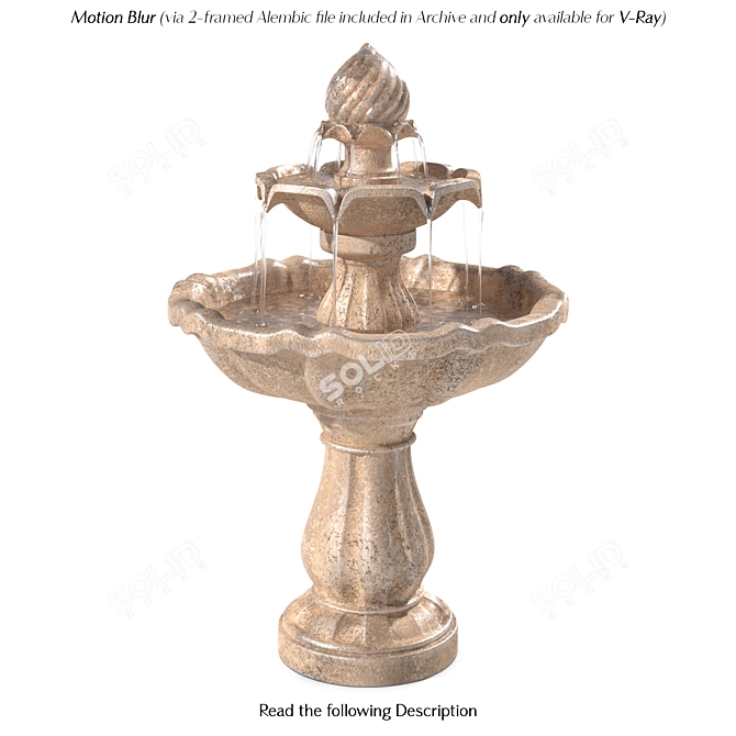 Solar Dual-Tier Fountain: Motion Blur Option 3D model image 2