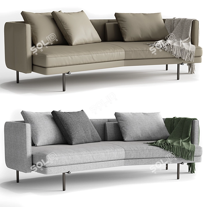 Modern Italian Minotti Torii Angled Sofa 3D model image 1