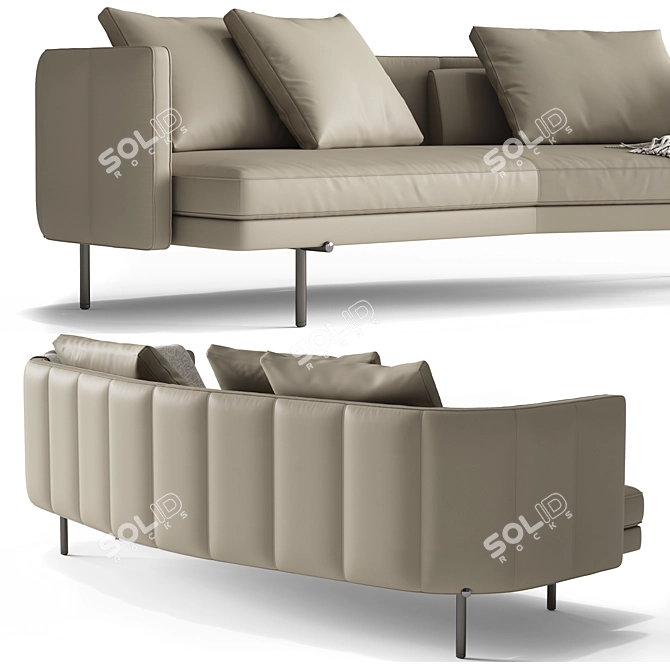 Modern Italian Minotti Torii Angled Sofa 3D model image 2