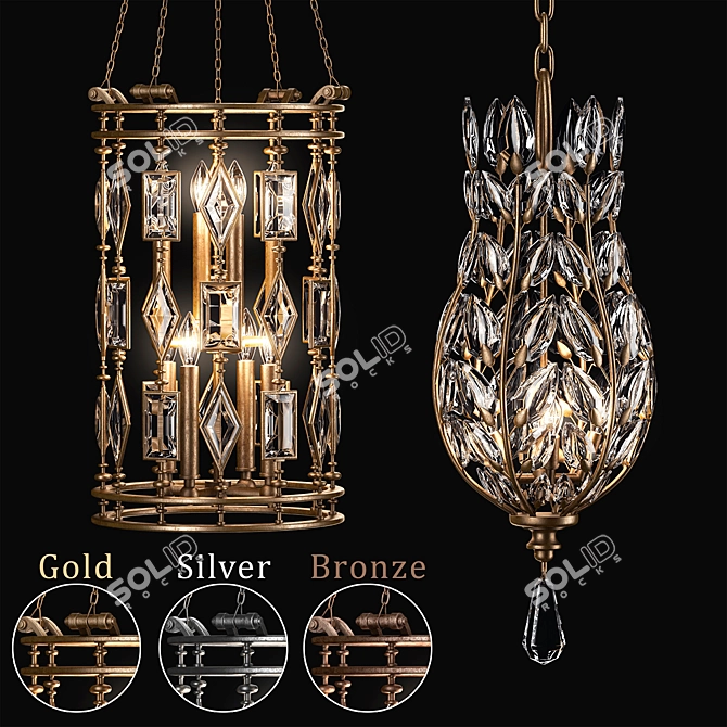 Exquisite Crystal Pendant Collection 3D model image 1