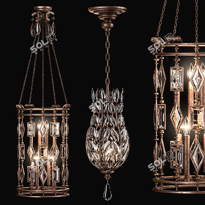 Exquisite Crystal Pendant Collection 3D model image 2