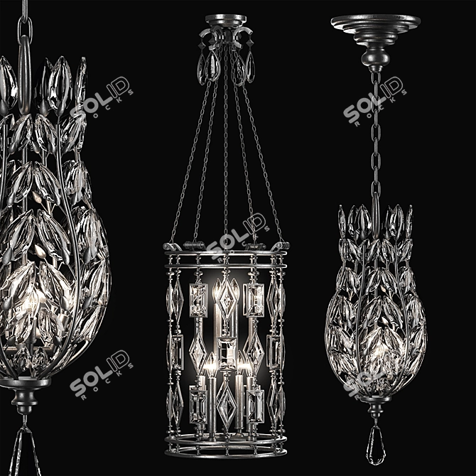 Exquisite Crystal Pendant Collection 3D model image 3