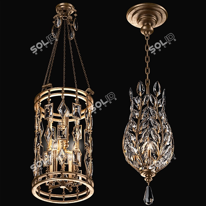 Exquisite Crystal Pendant Collection 3D model image 4