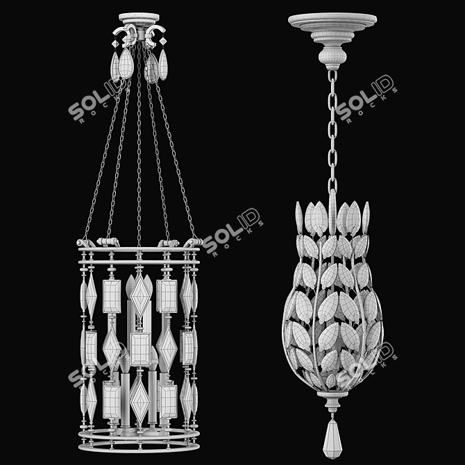 Exquisite Crystal Pendant Collection 3D model image 5