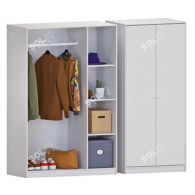 Sleek White Wardrobe: KLEPPSTAD 3D model image 1