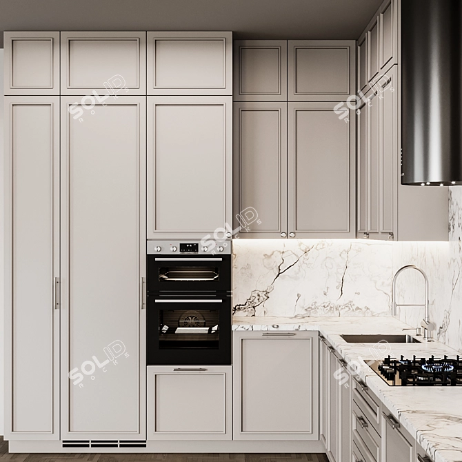 Flexible NeoClassical Kitchen 3D model image 2