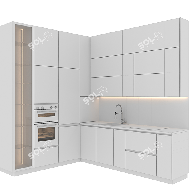 Sleek & Adjustable Modern Kitchen 3D model image 6