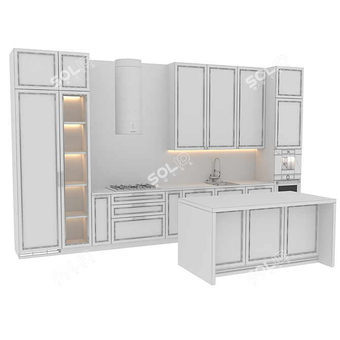 Neo Classic Kitchen Set 3D model image 2