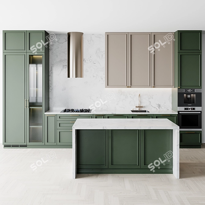 Sleek Italian Kitchen Design 3D model image 1