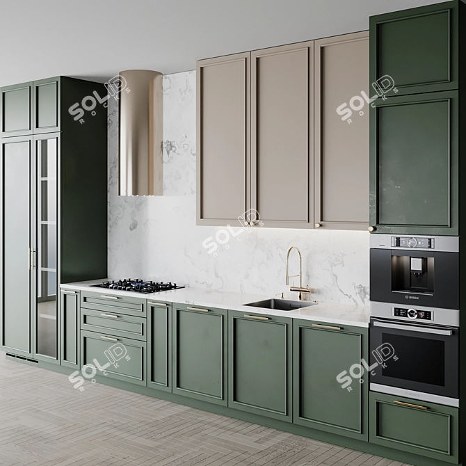 Sleek Italian Kitchen Design 3D model image 2