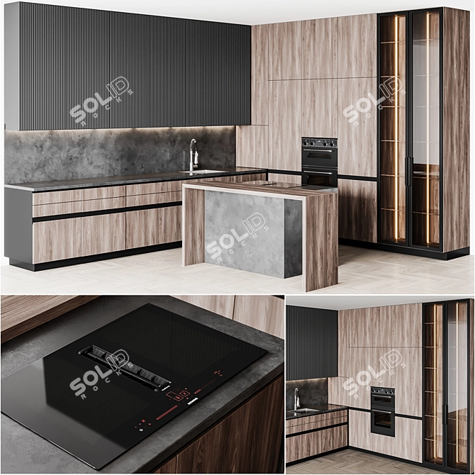 Sleek Italian Kitchen Design 3D model image 8