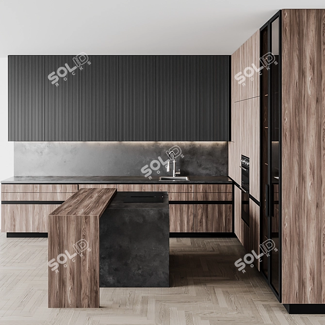 Sleek Italian Kitchen Design 3D model image 9