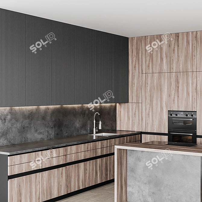 Sleek Italian Kitchen Design 3D model image 10