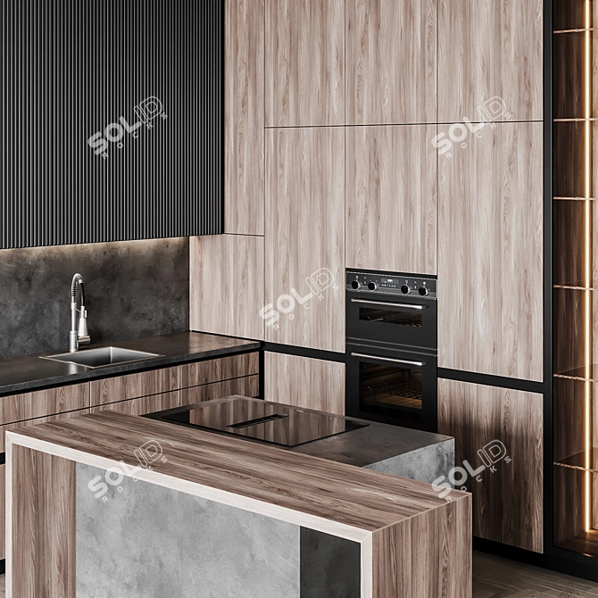 Sleek Italian Kitchen Design 3D model image 11